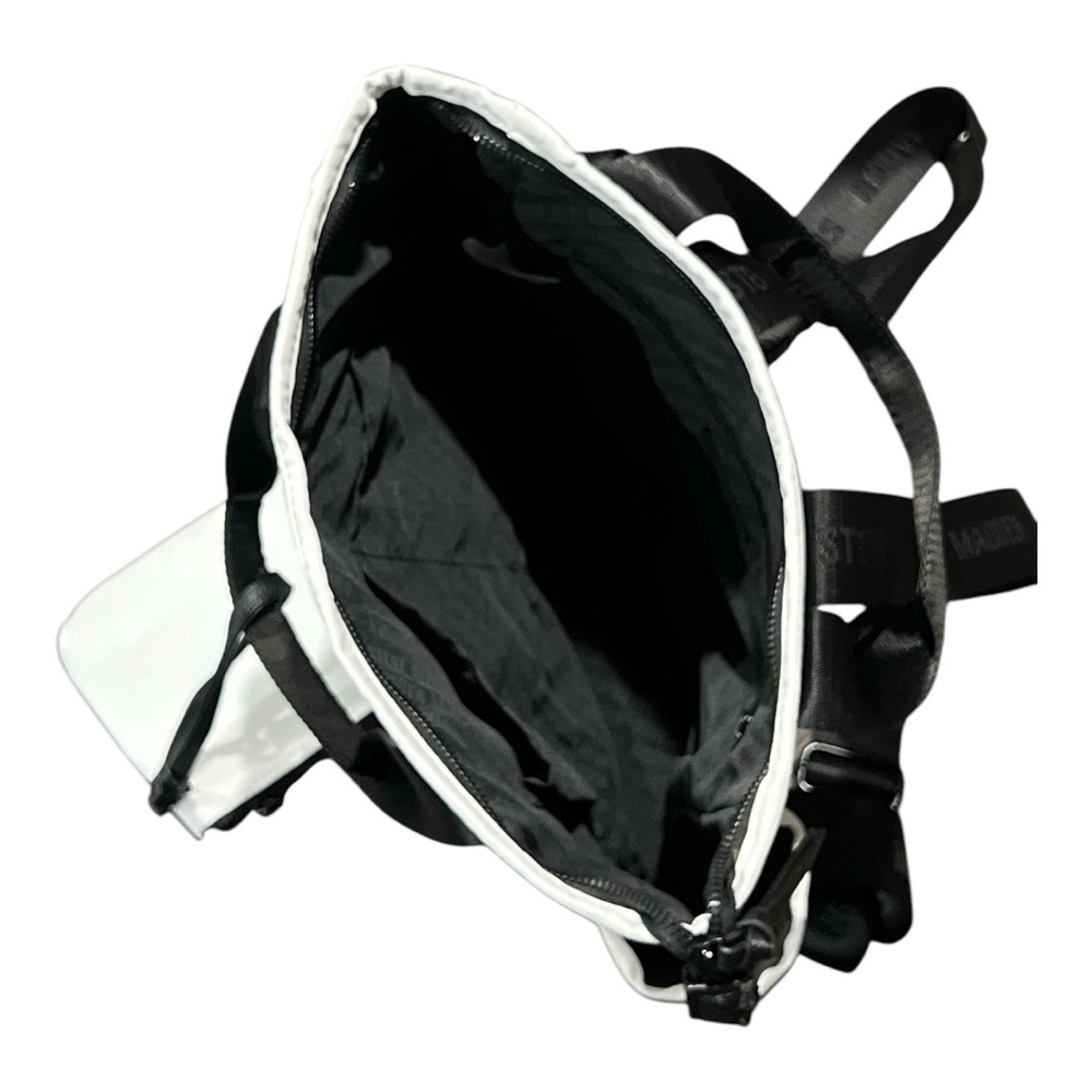 Steve Madden Btheda White with Black Logo Straps Backpack & Bag. - Picture 3 of 7